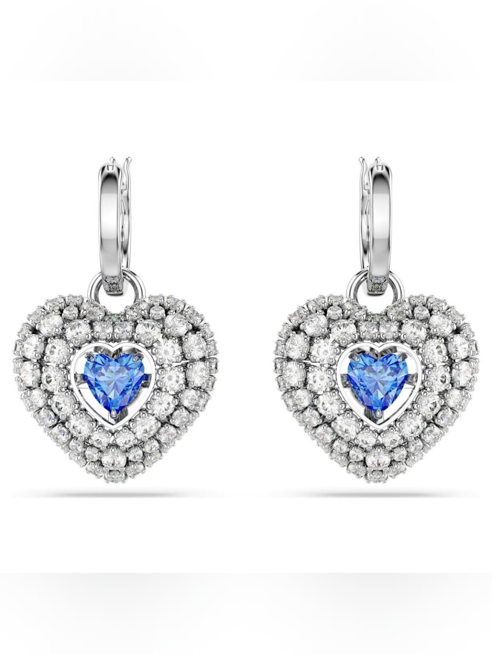 Swarovski Idyllia Heart Drop Earrings, Blue - Rhodium Plated